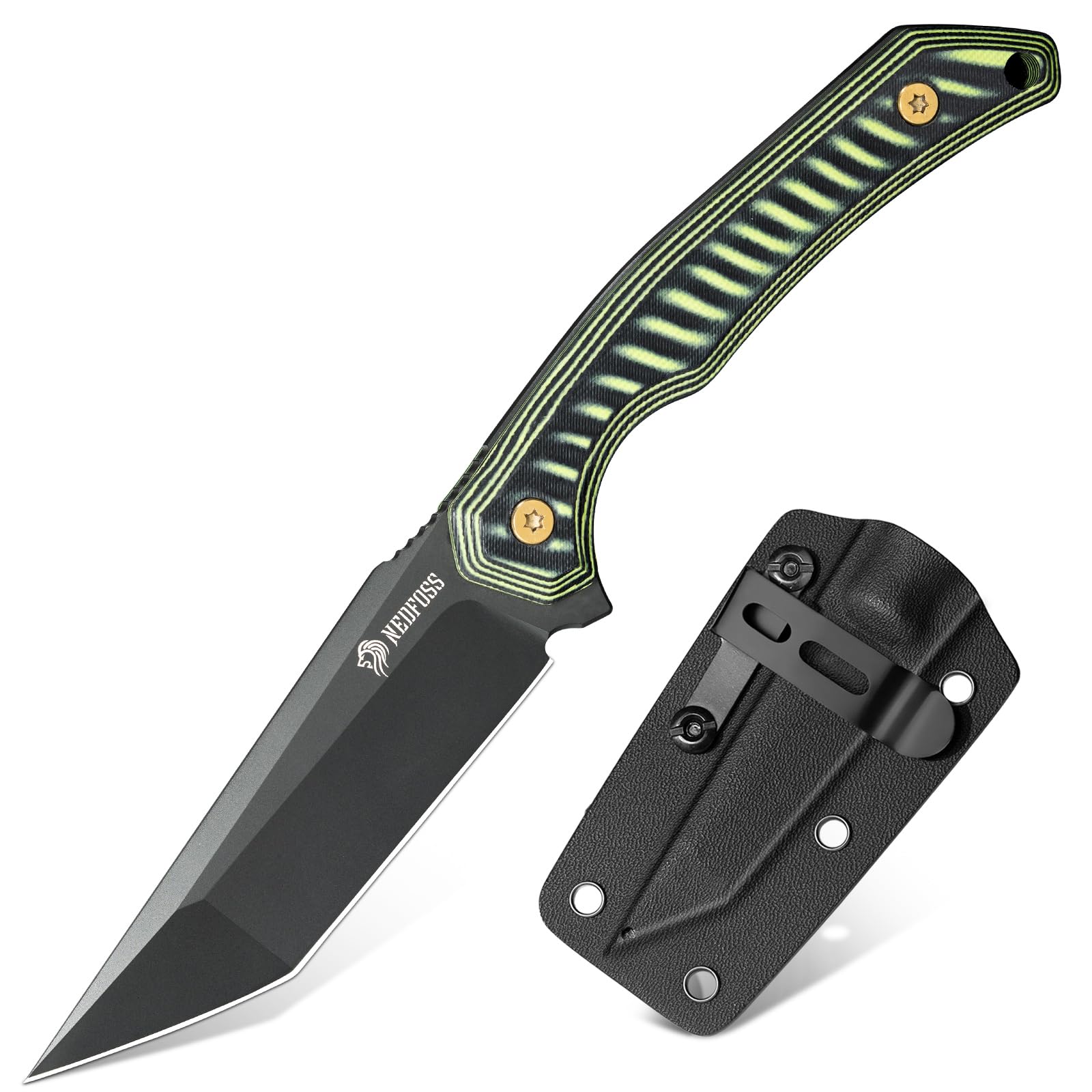 NedFoss Pioneer EDC Fixed Blade Knife 14C28N Steel Tanto Knife for Tactical