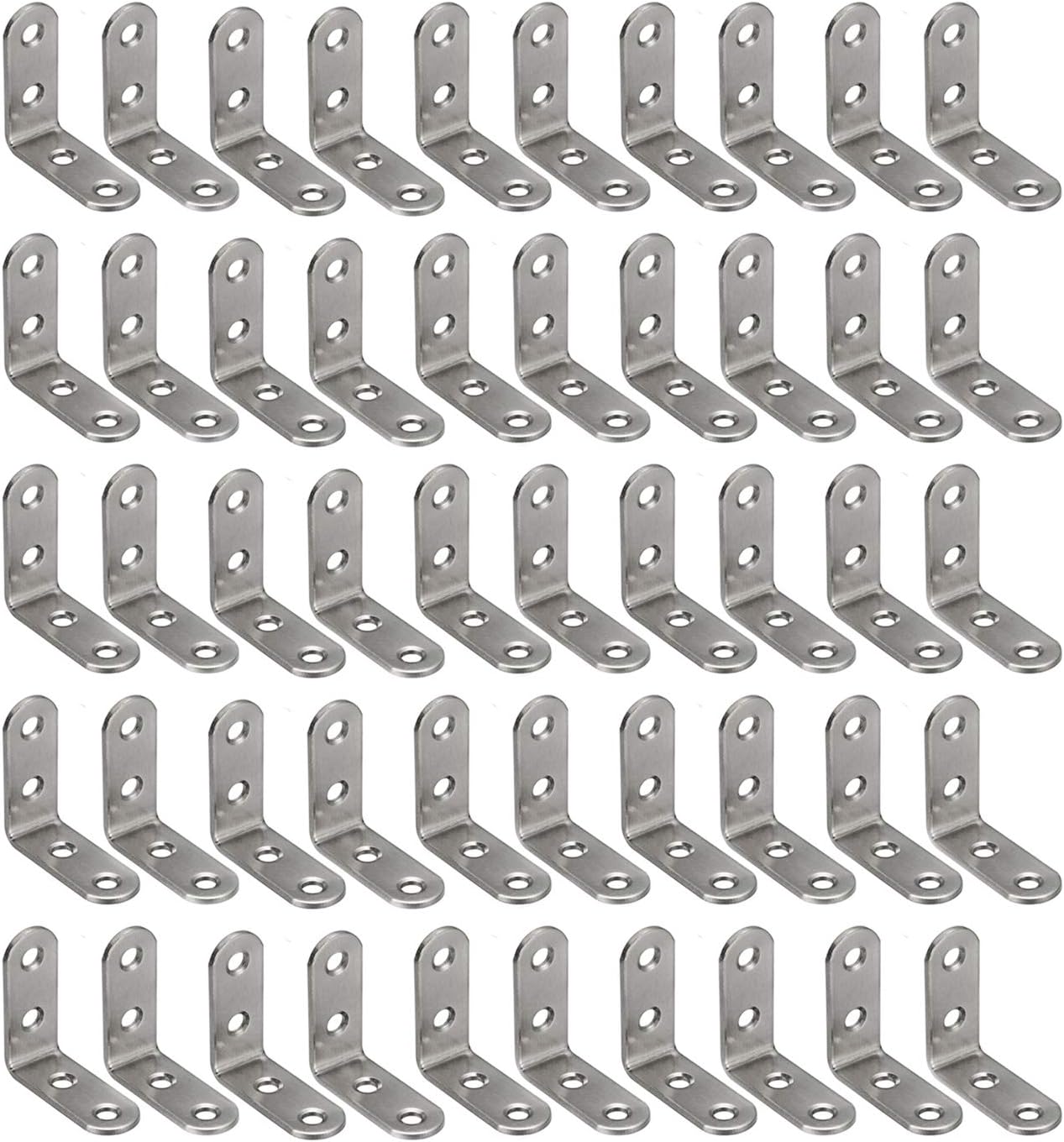 50PCS Heavy Duty Stainless Steel Corner Braces L Shape Brackets 40x40x16mm,90 Degree Joint Right Angle L Bracket for Furniture Wood Cabinets Shelves
