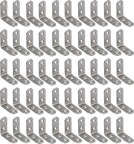 20 soportes de esquina de acero inoxidable de 40 mm x 40 mm para estantes, muebl