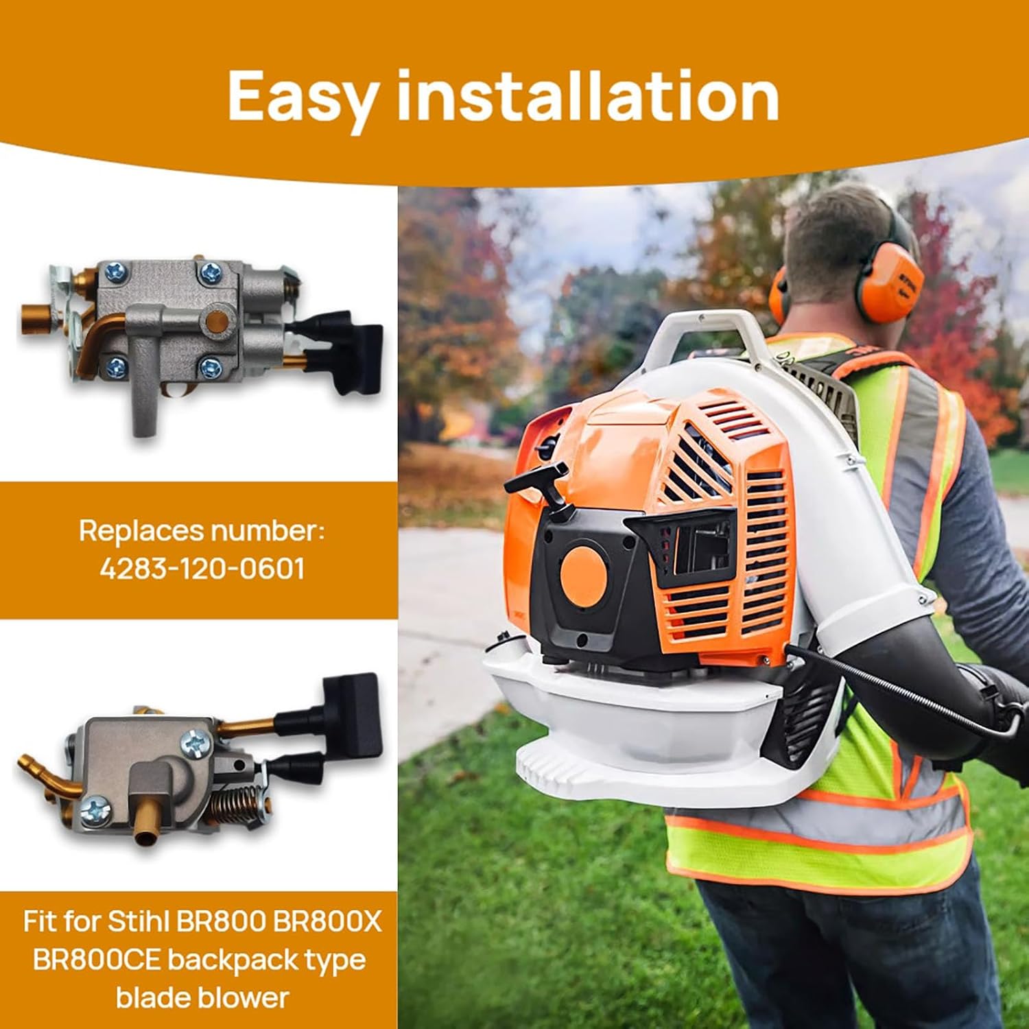 42831200601 4283-120-0601 Carburetor Kit for STIHL BR800 BR800X BR800CE Leaf Blower - Air Filter Set Fit