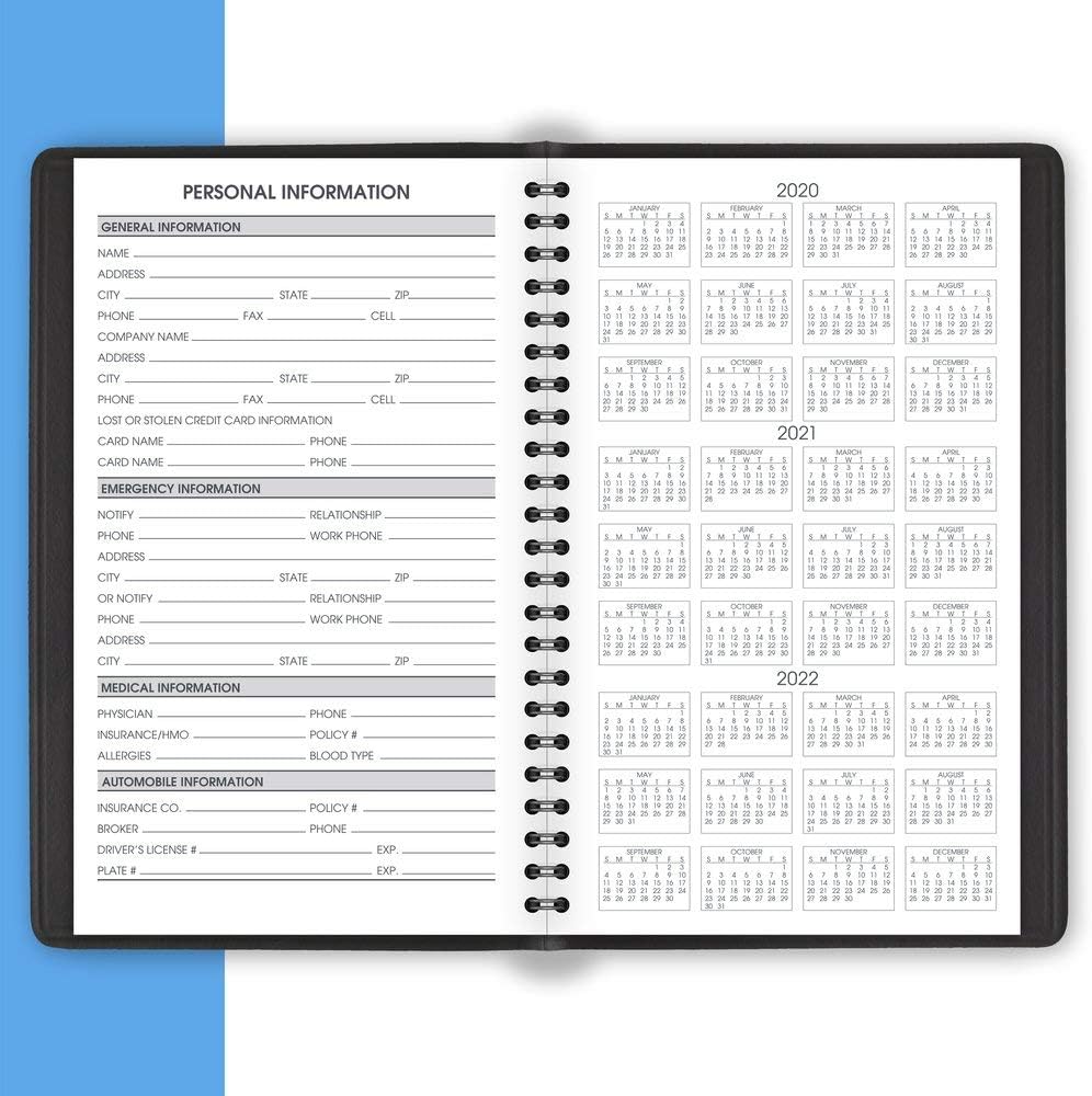 Academic Planner 2020-2021, AT-A-GLANCE Daily Appointment Book, 5" x 8", Small, Black (7080705)