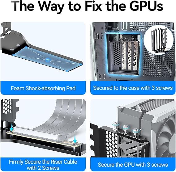 Vertical GPU Mount, PCIe 5.0/4.0 Riser Cable Mounting Kit for PC Cases, Compatible with E-ATX, ATX Case - Black(Not Include Riser Cable)