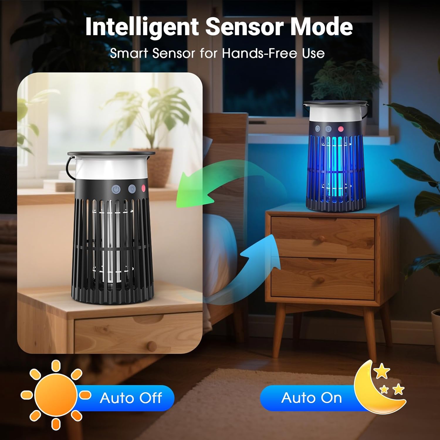 Solar Bug Zapper Outdoor Waterproof, 4 in 1 Solar Mosquito Zapper Outdoor, Cordless Solar Fly Zapper with RGB, Flame Light and LED Camping Lantern