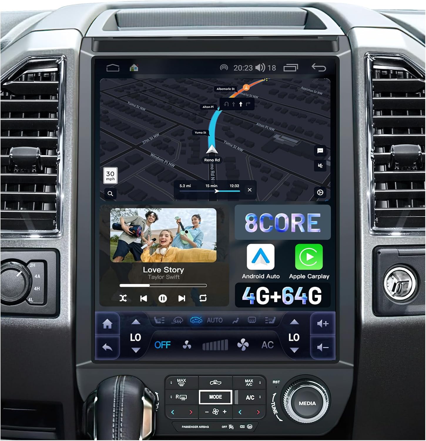 [8Core 4GB+64GB] Car Stereo Radio for Ford F150 2015 2016 2017 2018 2019 2020: 12.1 Inch IPS Touch Screen Car Radio with Wireless Carplay/Android Auto,GPS, 5GWiFi, BT5.0, FM, AM, RDS