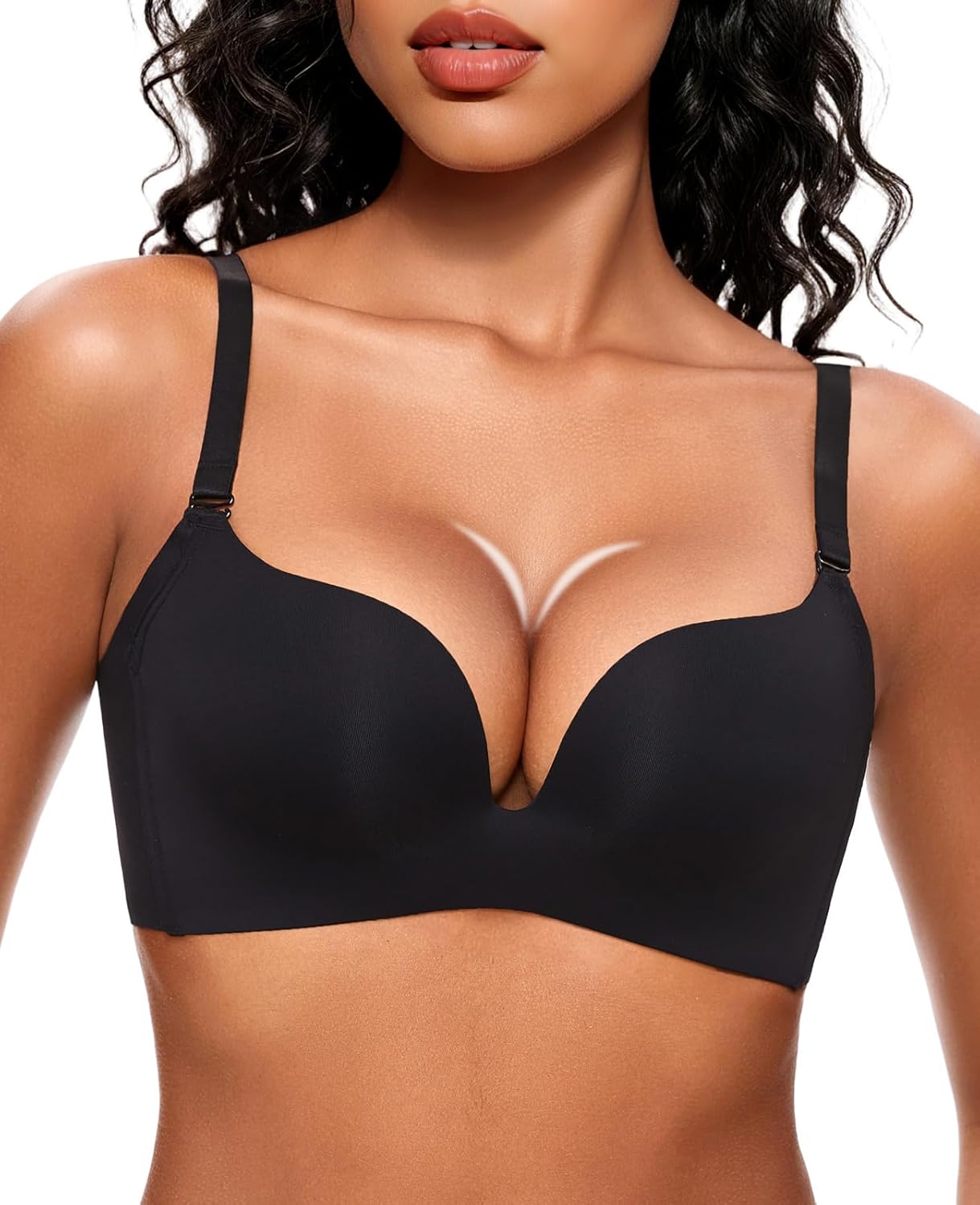 Upushall Push Up Bras for Women Wireless Plunge T Shirt Seamless Padded Supportive Everyday Bra Add Cup Size 32AA-40AA