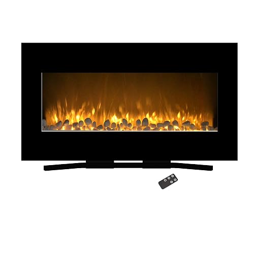 36-Inch Wall Mounted Electric Fireplace - Modern Fireplace with Floor