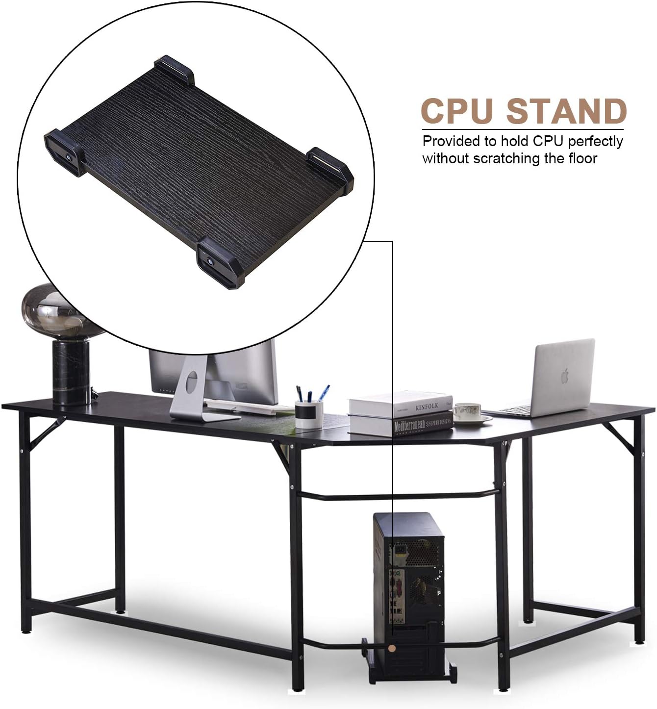CPU stand placed under the desk