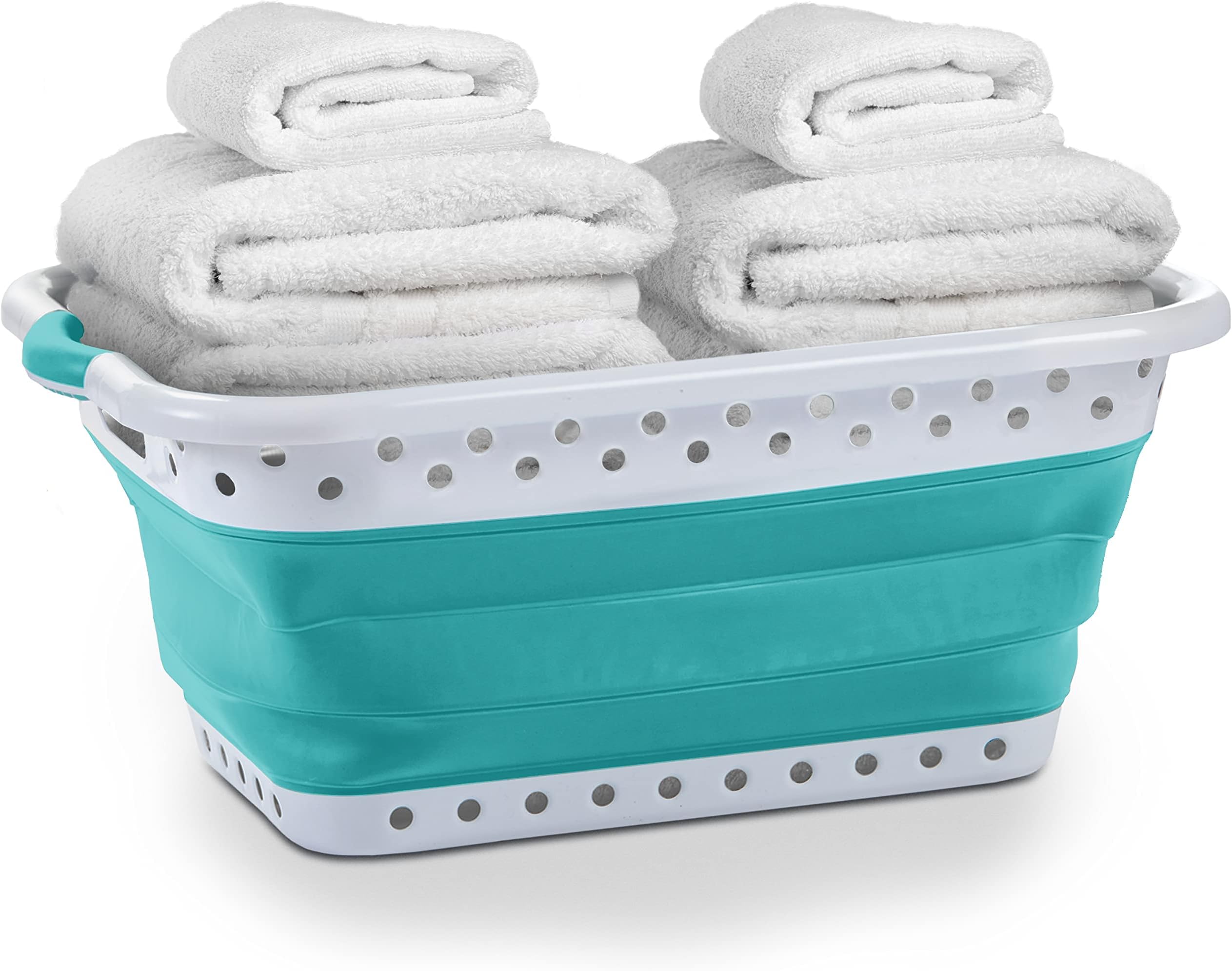 BROOKSTONE, 1 unidad, 11 galones, cesta plegable de lavandería de 24