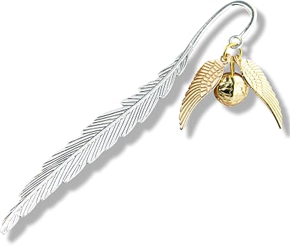 Vintage Metal Feather Bookmark with Golden Winged Charm Thin Unique Metal Bookmark for Book Lovers Reading Gifts Book Lovers, Women, Men, Teens on Christmas, Birthday, Valentines