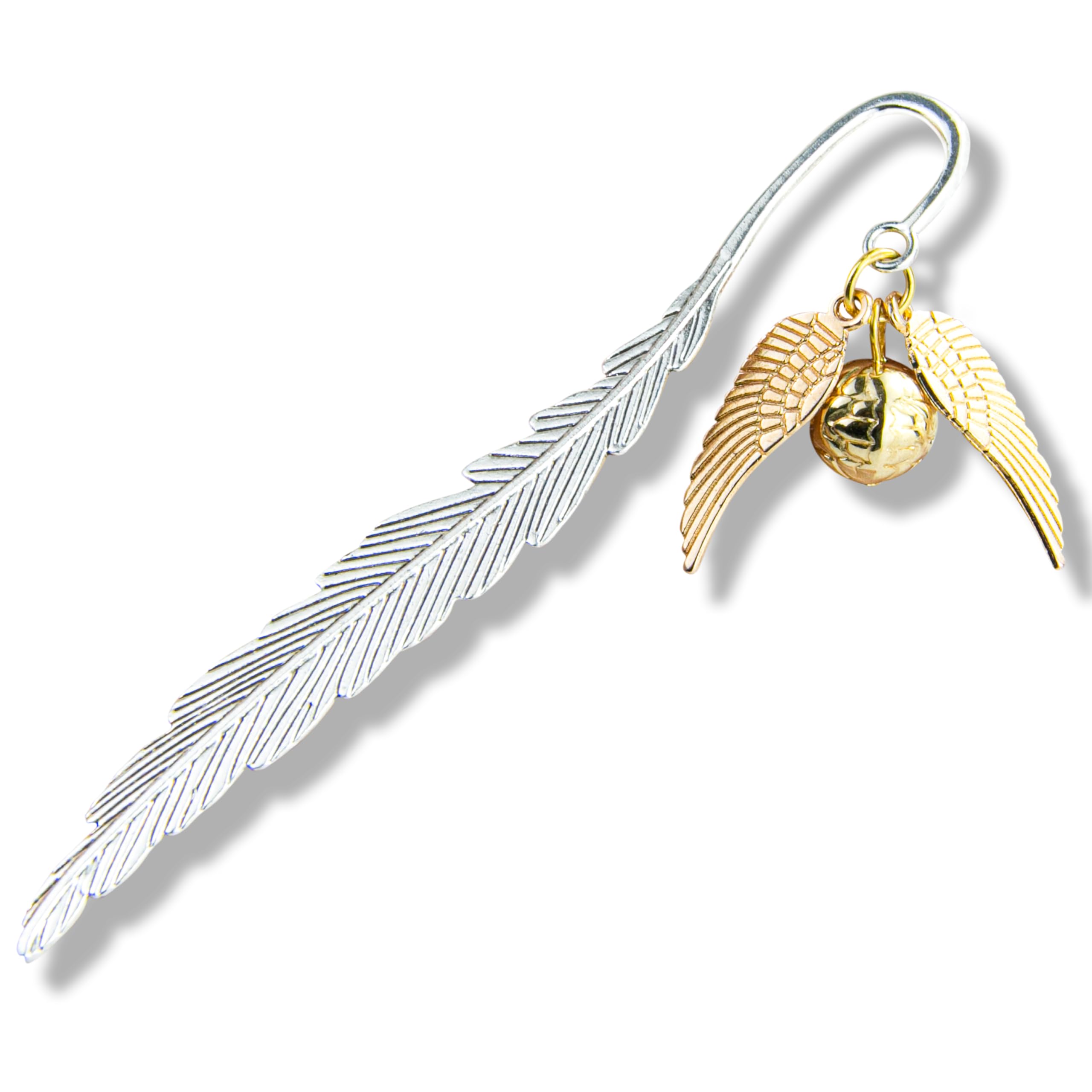 Vintage Metal Feather Bookmark with Golden Winged Charm – Thin Unique Metal Bookmark for Book Lovers – Reading Gifts Book Lovers, Women, Men, Teens on