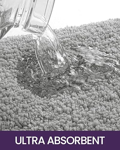 Miniatura 7 de DEXI Alfombra de baño, extra suave y absorbente, lavable antideslizante para suelo de baño, bañera, ducha, 24 x 16 pulgadas, gris