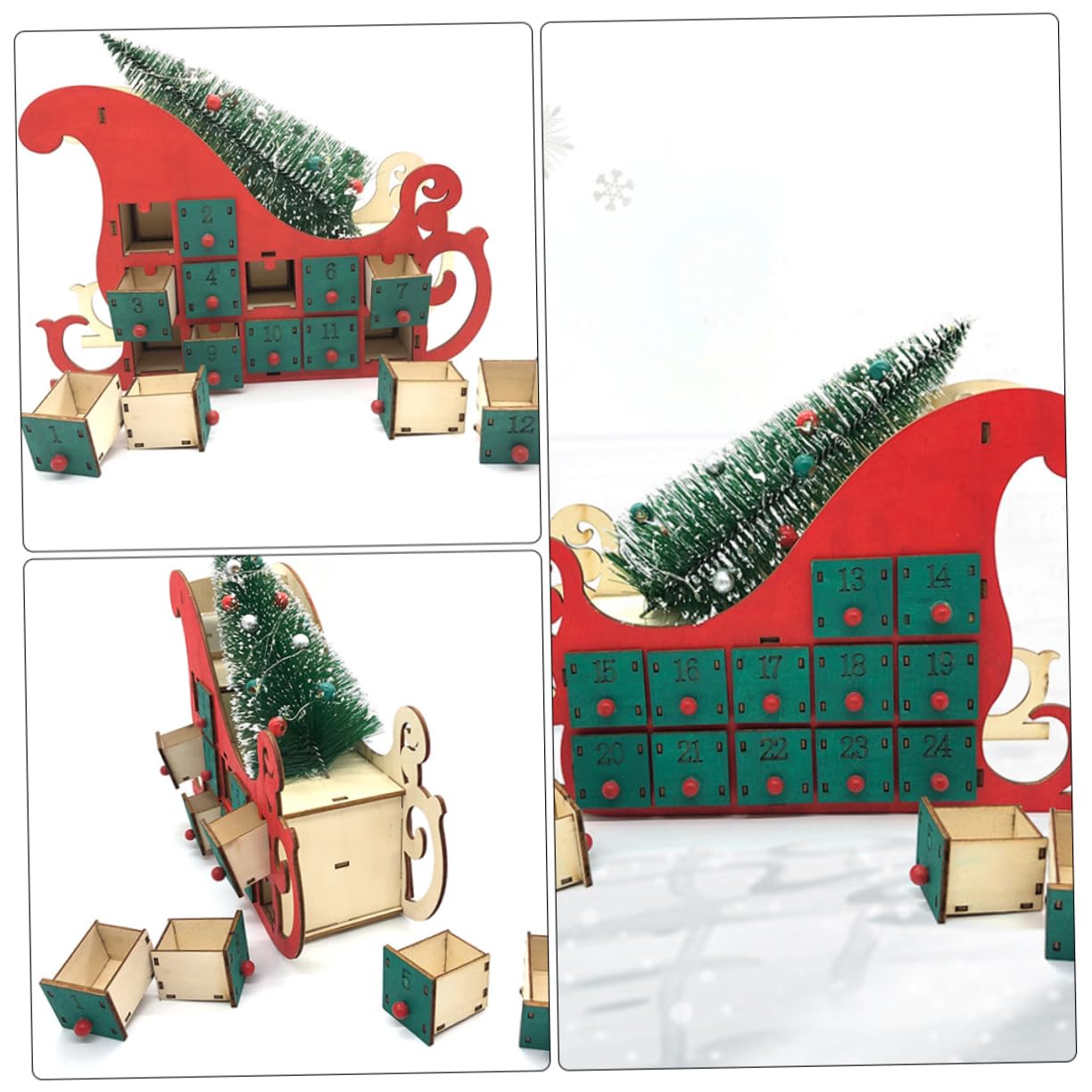 Weihnachtskalender Holz Countdown Dekoration Selbstgemacht Tischdekoration für Wohnzimmer Schlafzimmer