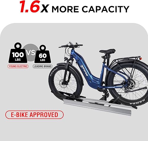 Miniatura 2 de Young Hitch - Portabicicletas individual con rampa, capacidad de 100 libras, soporte para bicicletas eléctricas para autos, camiones, SUV, minivans,