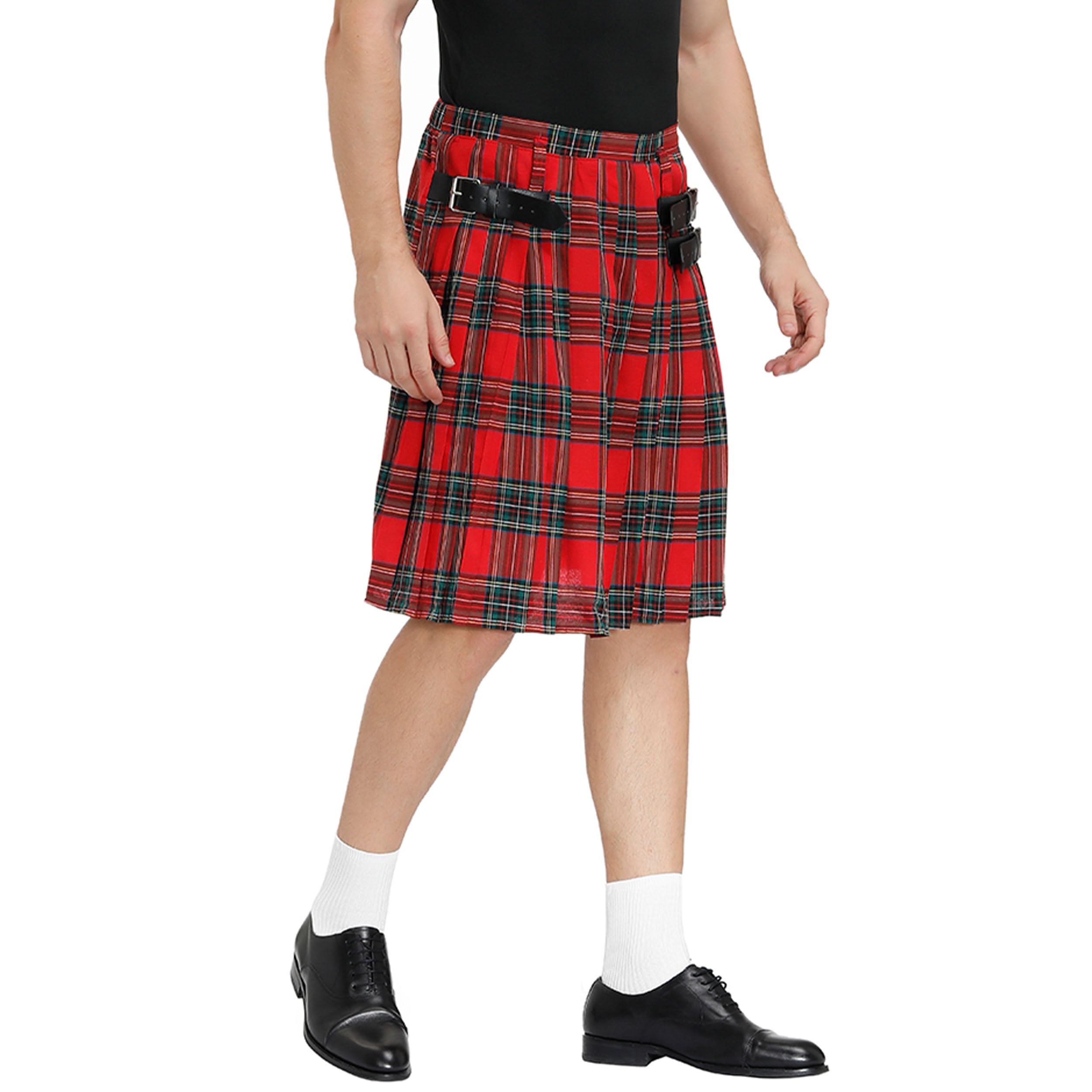 RegenboogScottish Kilts for Men,Men Scottish Tartan Kilt,Men Utility Kilt,Highland Wedding Kilt for Men