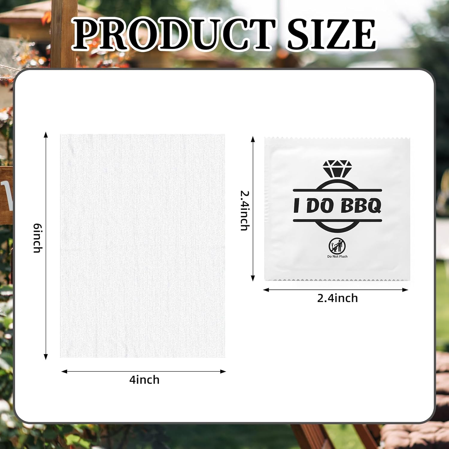 Loopeer 100 Pcs I Do BBQ Wet Wipes Bulk, Diamond Hand Wet Wipes Individually Wrapped Lemon for Bbqs Restaurant Wedding Travel Engagement Barbecue Party Supplies (Black)