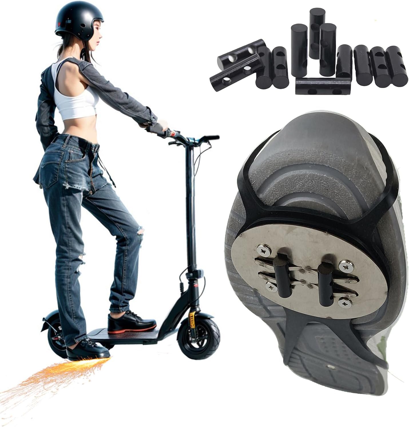 Stunt Scooters Shoe Cover Sole Flint Kick Scooters Friction Spark Pad Boot Adjustable Footwear Sliders Electric Scooter Accessory Outdoor Tool