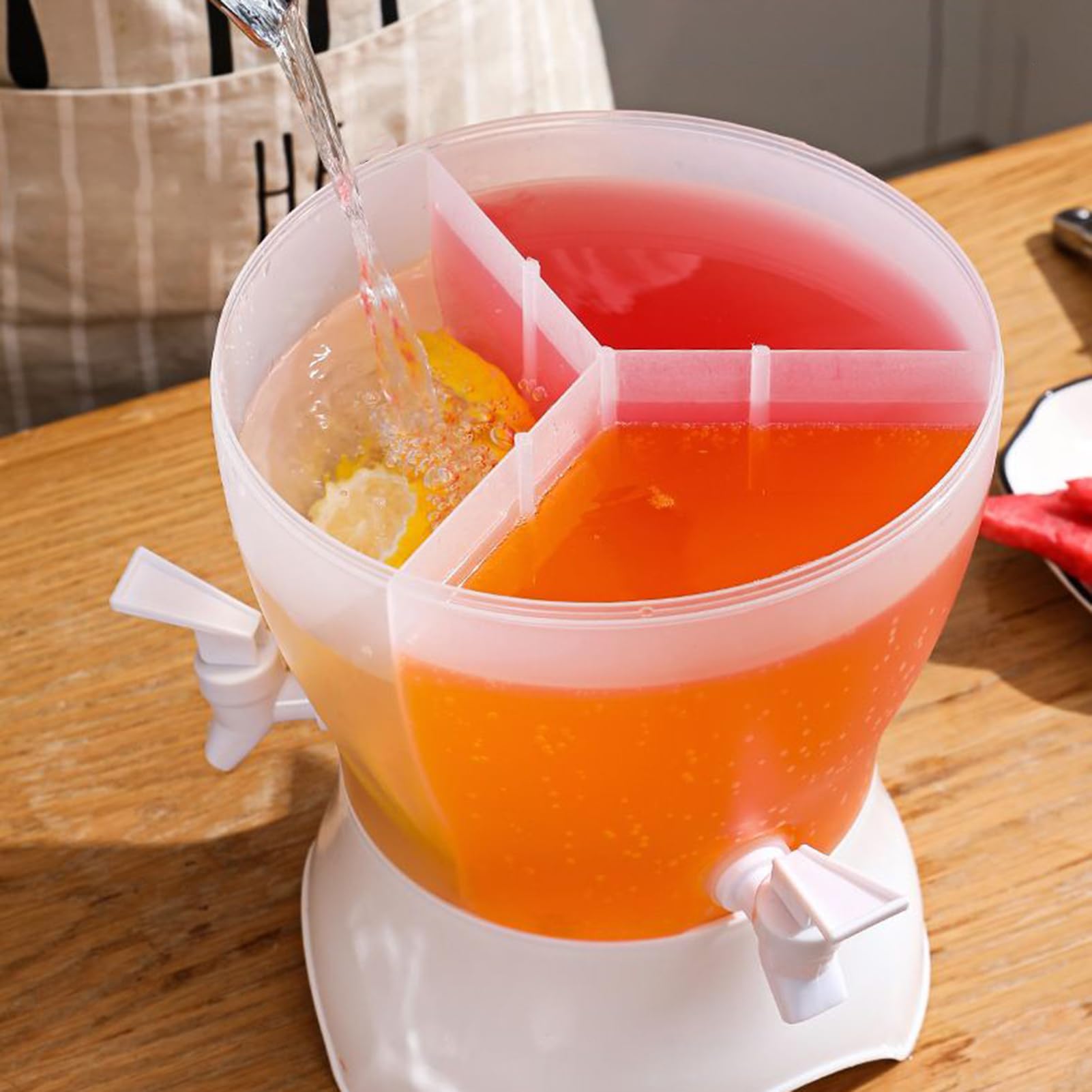 Grande Distributore di Bevande | Grandi Distributori di Bevande per Ricevimenti - a tre scomparti con rubinetto, serbatoio d'acqua girevole impermeabile per cocktail, succhi e limonata
