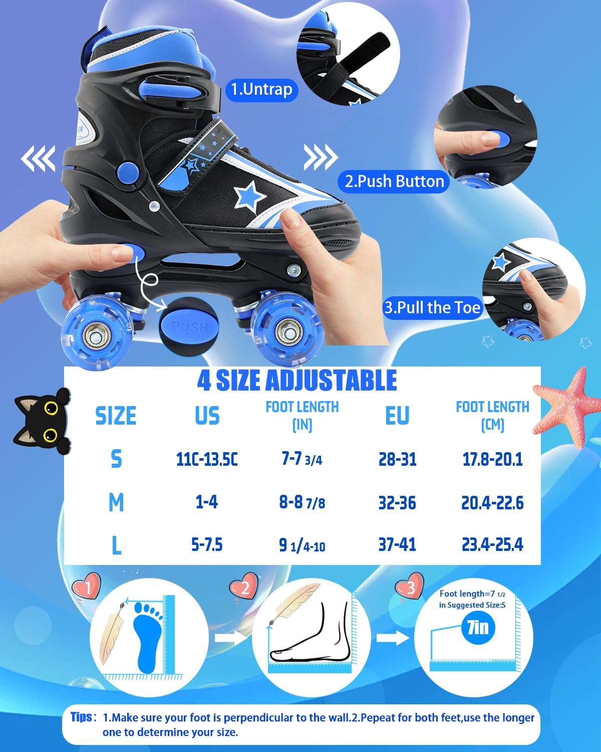 Roller Skates for Kids Girls and Boys with Light-Up Wheels | Adjustable Size Rollerskates Shoes for Youth and Women Ages 5-8 and 8-12 - Image 2