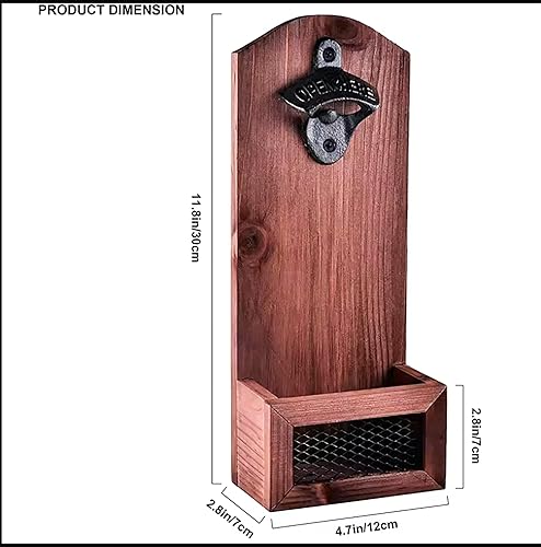 Miniatura 5 de Generic Abrebotellas vintage de madera montado en la pared - Colector de tapas de botella incluido, mediano, vaquero 1