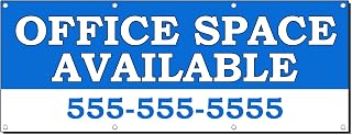 Office Space Available Rent Lease Custom Banner Sign 2' X 4' W/ 4 Grommets