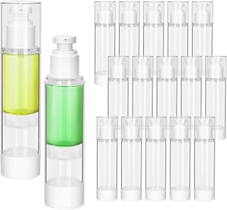 50 ML Airless Pump Bottle Empty, 12 Pack | Refillable, Vacuum Press Pump, Mini Clear Travel Airless Bottles for Foundation, Essence, Lotion