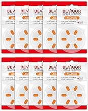 BEVIGOR 60 Hearing Aid Batteries 13, Long-Lasting, Hearing Aid Batteries for Easy Portability, 10x6 Pack PR48 Orange