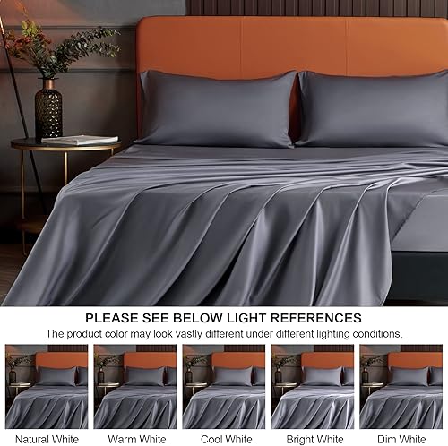Miniatura 4 de YIYEA Juego de sábanas 100% bambú, sábanas refrescantes de bambú de 400 hilos de primera calidad para personas que duermen con calor, bolsillo