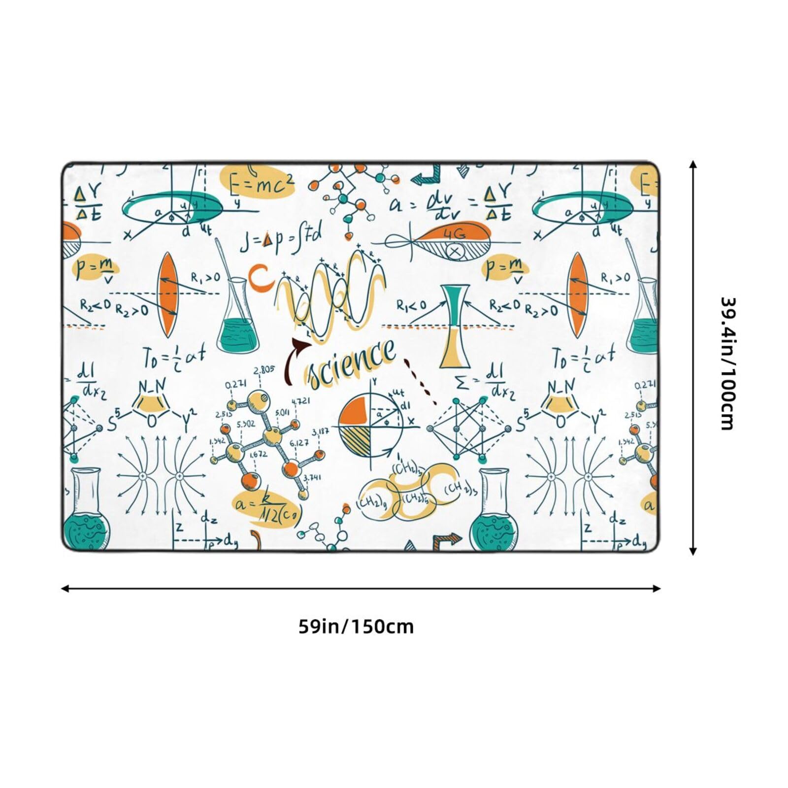 Laboratorio di scienze, didattica, biologia, chimica, Tappeto grande antiscivolo per soggiorno e camera da letto, 150 x 100 cm.
