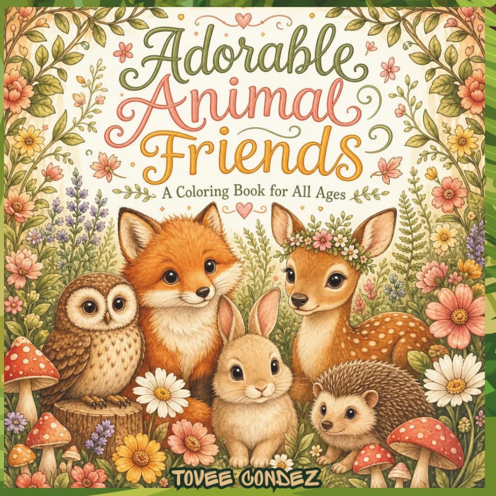 Adorable Animal Friends: A Coloring Book for All Ages.: Cute and Charming Animal Illustrations for Relaxation, Creativity, and Fun