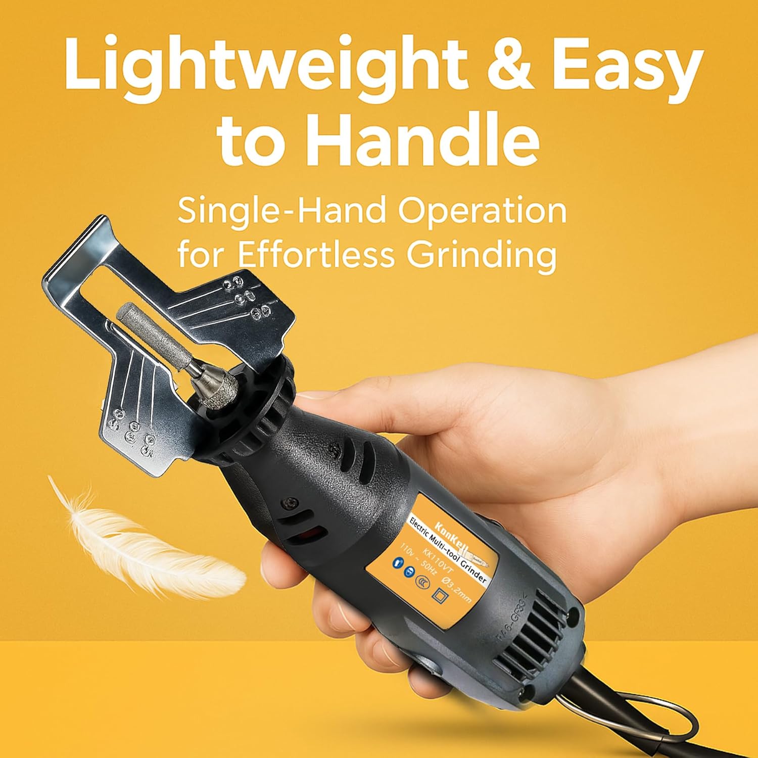 Handheld Multifunction Electric Chainsaw Sharpener Kit, 110V Portable Multi-Tool with 3 Diamond & 15 Ceramic Sharpening Wheels, Adjustable Speed, Angle Guide, Wrench, Protective Gloves