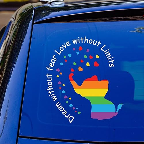 Miniatura 5 de Calcomanía de elefante con texto en inglés "Dream Without Fear Love Without Limits Elephant", calcomanías bisexuales para automóvil, calcomanías