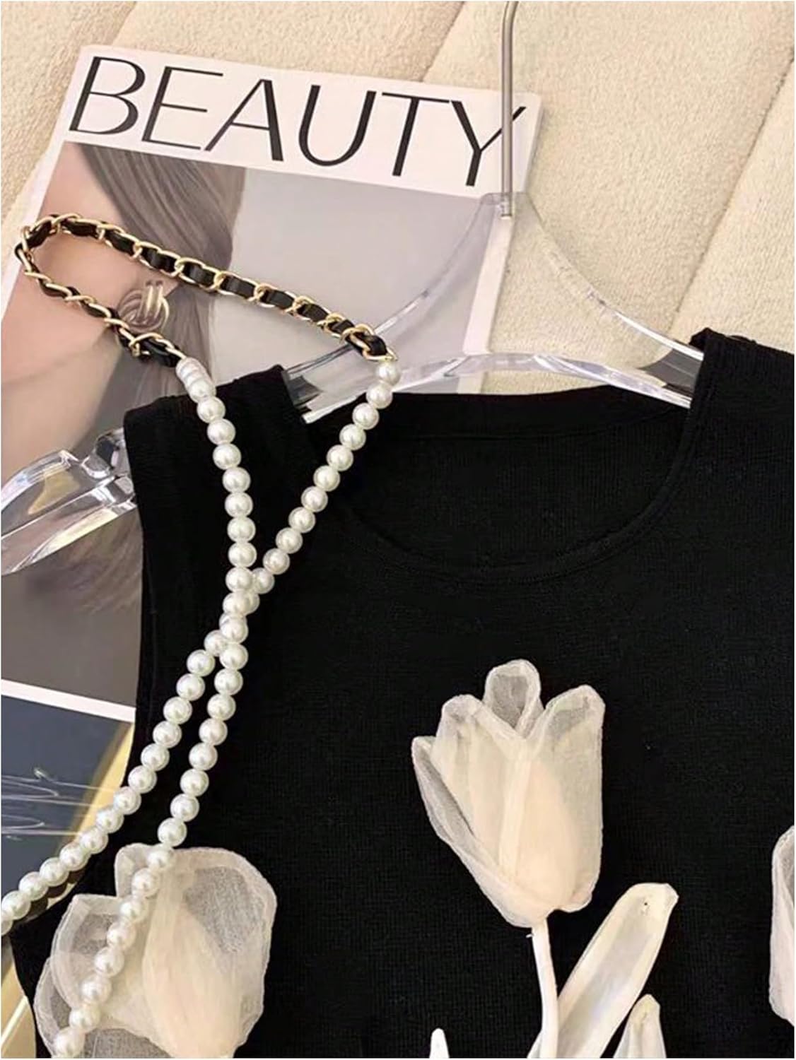 SHENHE Women's Summer 3D Flower Tank Top Crew Neck Sleeveless Fitted Dressy Going Out Top - Image 4