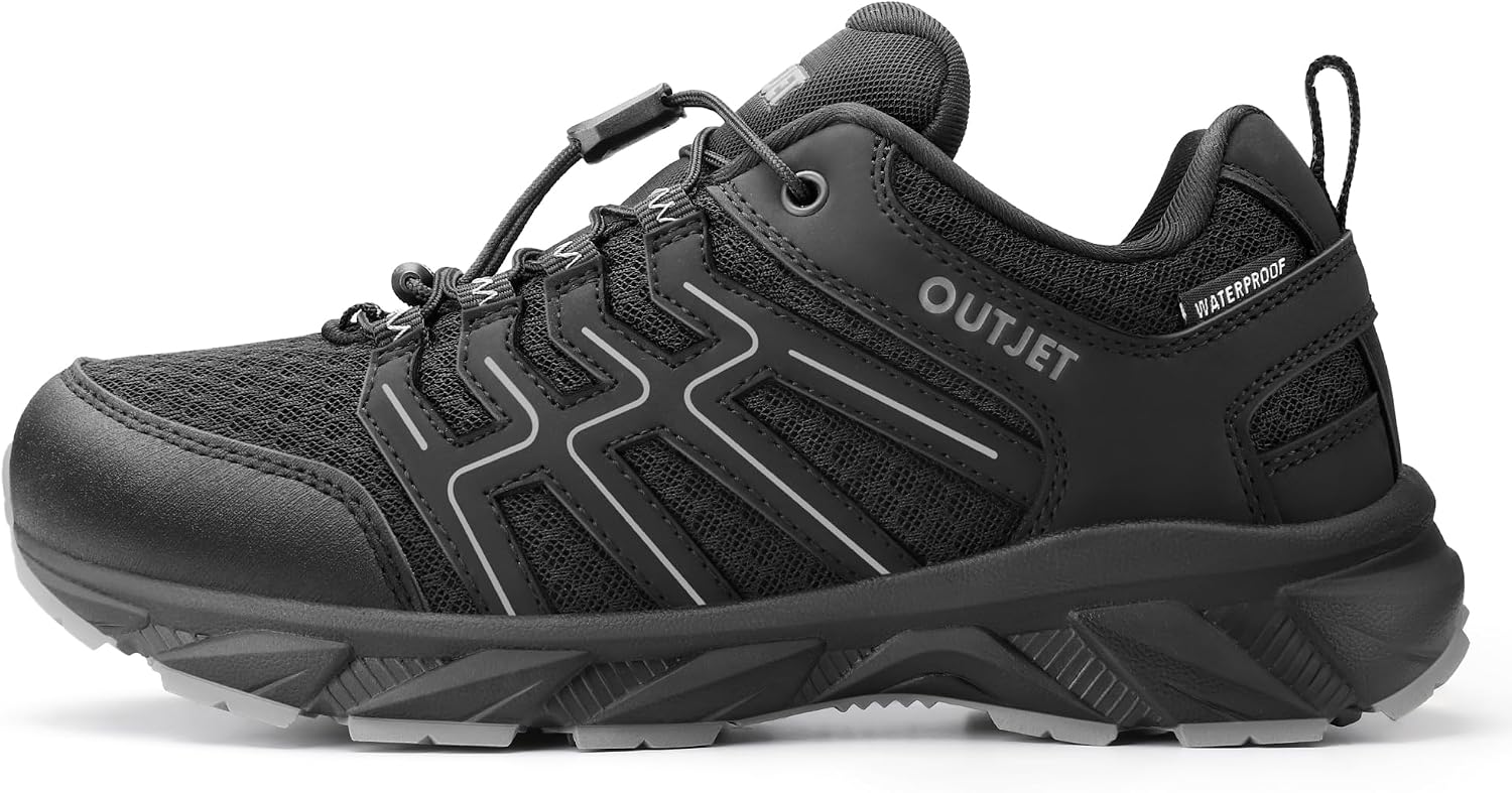 Men's Waterproof Hiking Shoes Quick Laces Lightweight Comfortable Non-Slip Trails Outdoor Sneakers