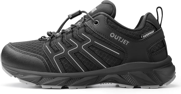 Mens Waterproof Hiking Shoes Quick Laces Lightweight Comfortable Non-Slip Trails Outdoor Sneakers