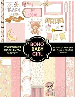 Boho Baby Girl Scrapbook Paper and Ephemera: Cute, Decorative Patterned Papers and Clip Art for Crafting