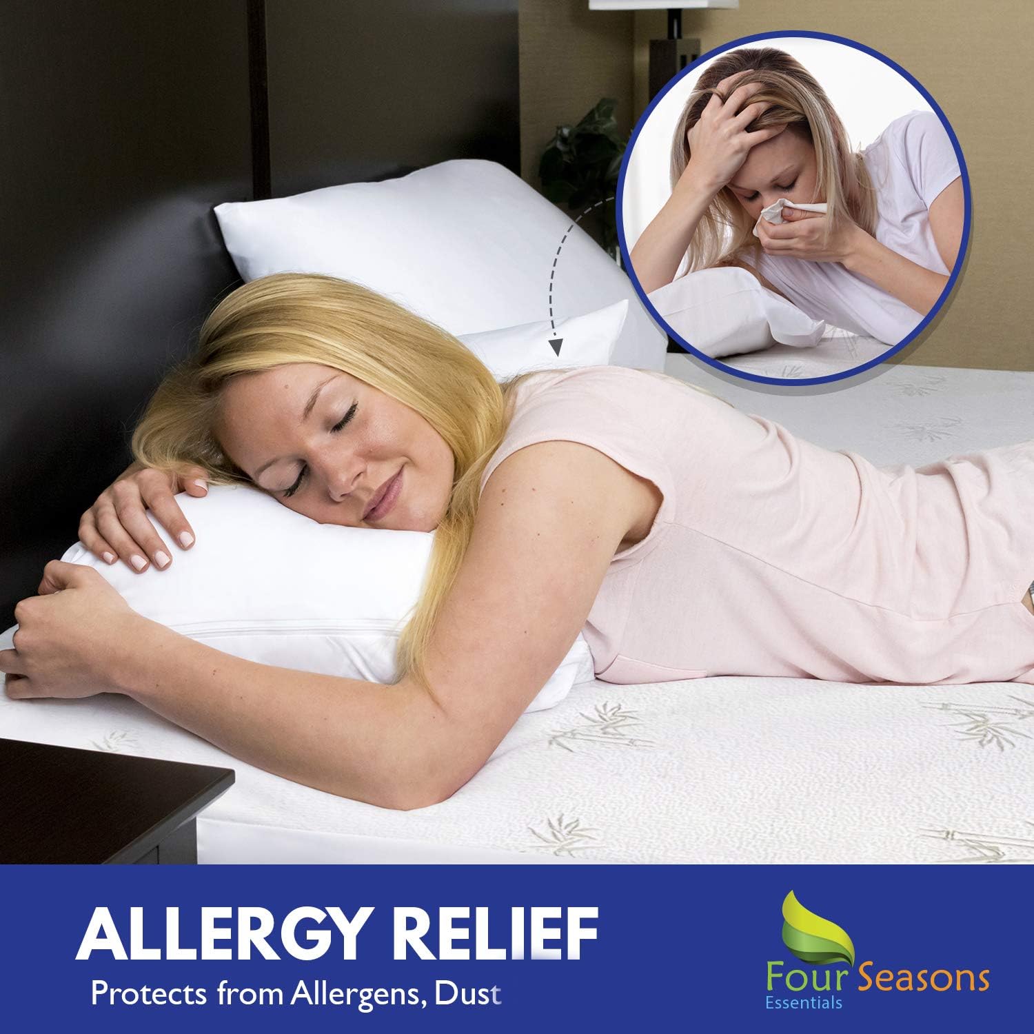 Queen Bamboo Mattress Protector - Waterproof Fitted Sheet Mattress Cover Hypoallergenic Premium Quality Soft Pad Protects from Dust, Allergies : Home & Kitchen