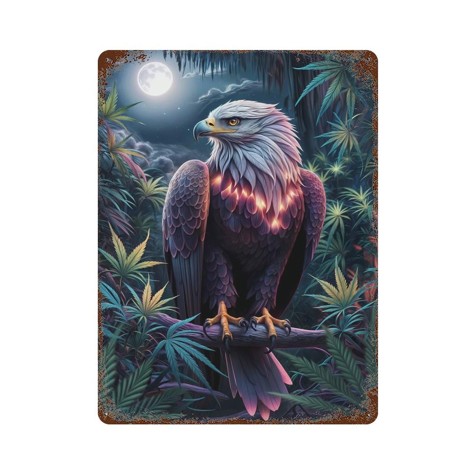 Eagle in The Twilight Retro Metal Sign 15.7"x11.8", Classic Wall Plaque for Garage, Pub Or Kitchen