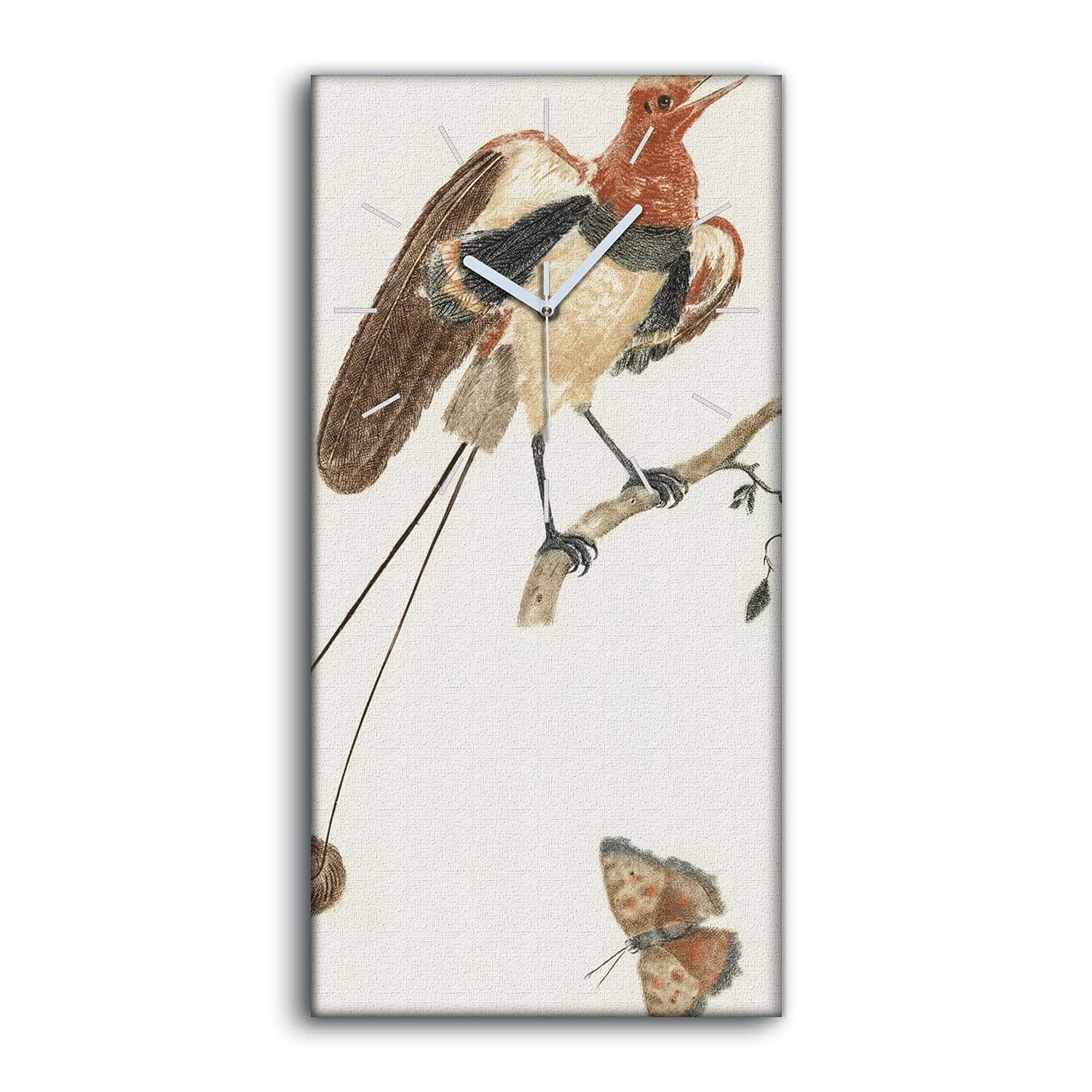 Horloge sur toile 30x60cm décoration murale moderne oiseau