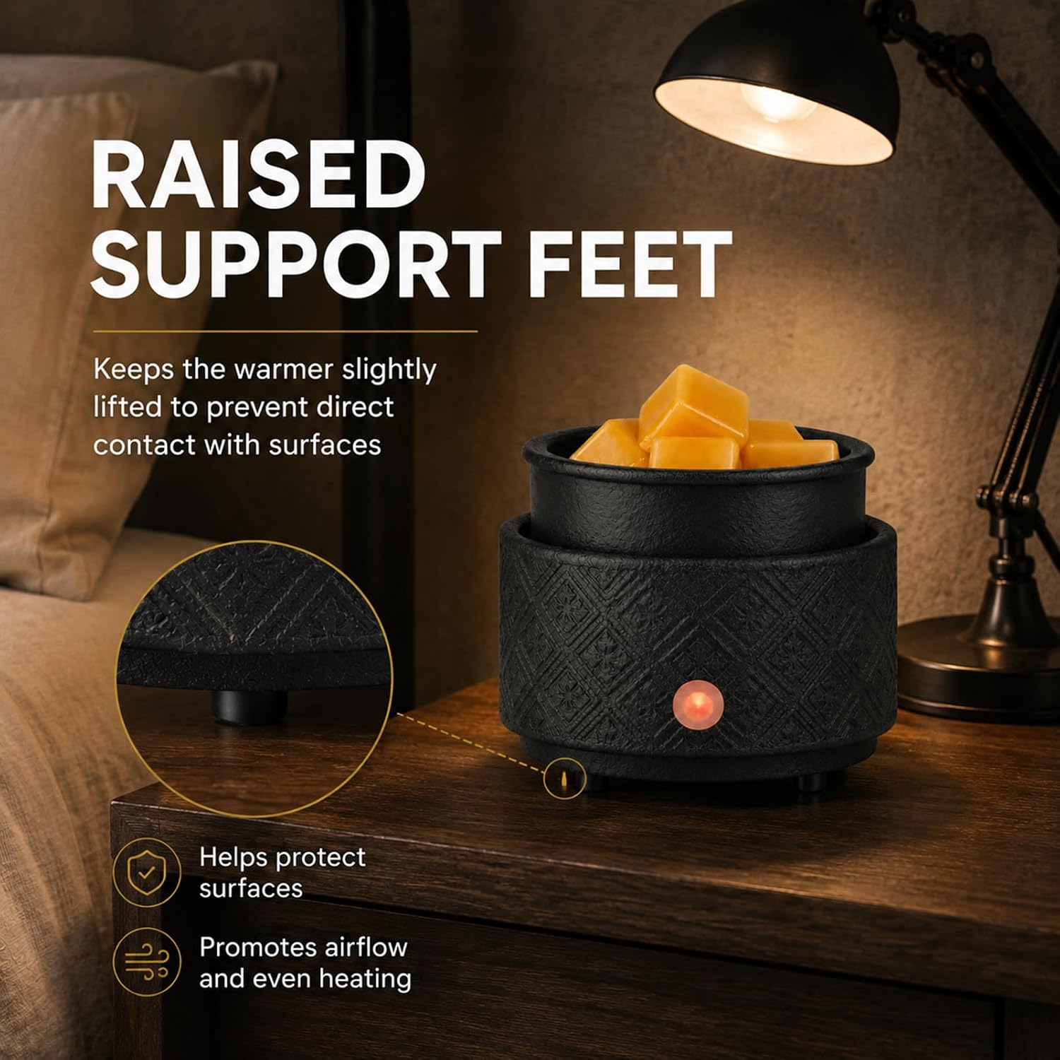 MOCOSA Wax Melt Warmer for Scented Wax,3-in-1Ceramic Wax Warmer Fragrances Candle Oils, Home Fragrance Burner,Electric Candle Warmer for Mom Women(Black)