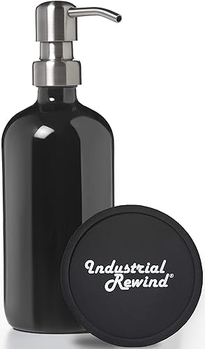 Vista 29 de Dispensador de jabón de vidrio blanco con bomba de metal negro, tarro de vidrio de 16 onzas para jabón líquido, loción o champú (blanco/negro FH)