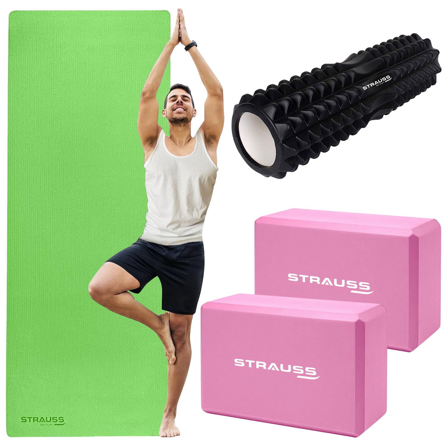 See full amazon price history chart for STRAUSS Yoga Combo Kit (1 Yoga Mat, 2 Yoga Blocks, 1 Foam Roller) | Green EVA Yoga Mat (6mm), 2 EVA Foam Pink Yoga Blocks, Grid Pattern Black Foam Roller | Ideal for Yoga & Training STRAUSS Yoga Combo Kit (1 Yoga Mat, 2 Yoga Blocks, 1 Foam Roller) | Green EVA Yoga Mat (6mm), 2 EVA Foam Pink Yoga Blocks, Grid Pattern Black Foam Roller | Ideal for Yoga & Training (B0CZL94ZQB) Amazon Price History, Amazon Price Tracker