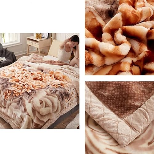 Miniatura 2 de QQXX Manta de felpa de vellón pesado manta de visón coreano suave y cálida manta de cama Raschel reversible de 2 capas para invierno 79 x 91