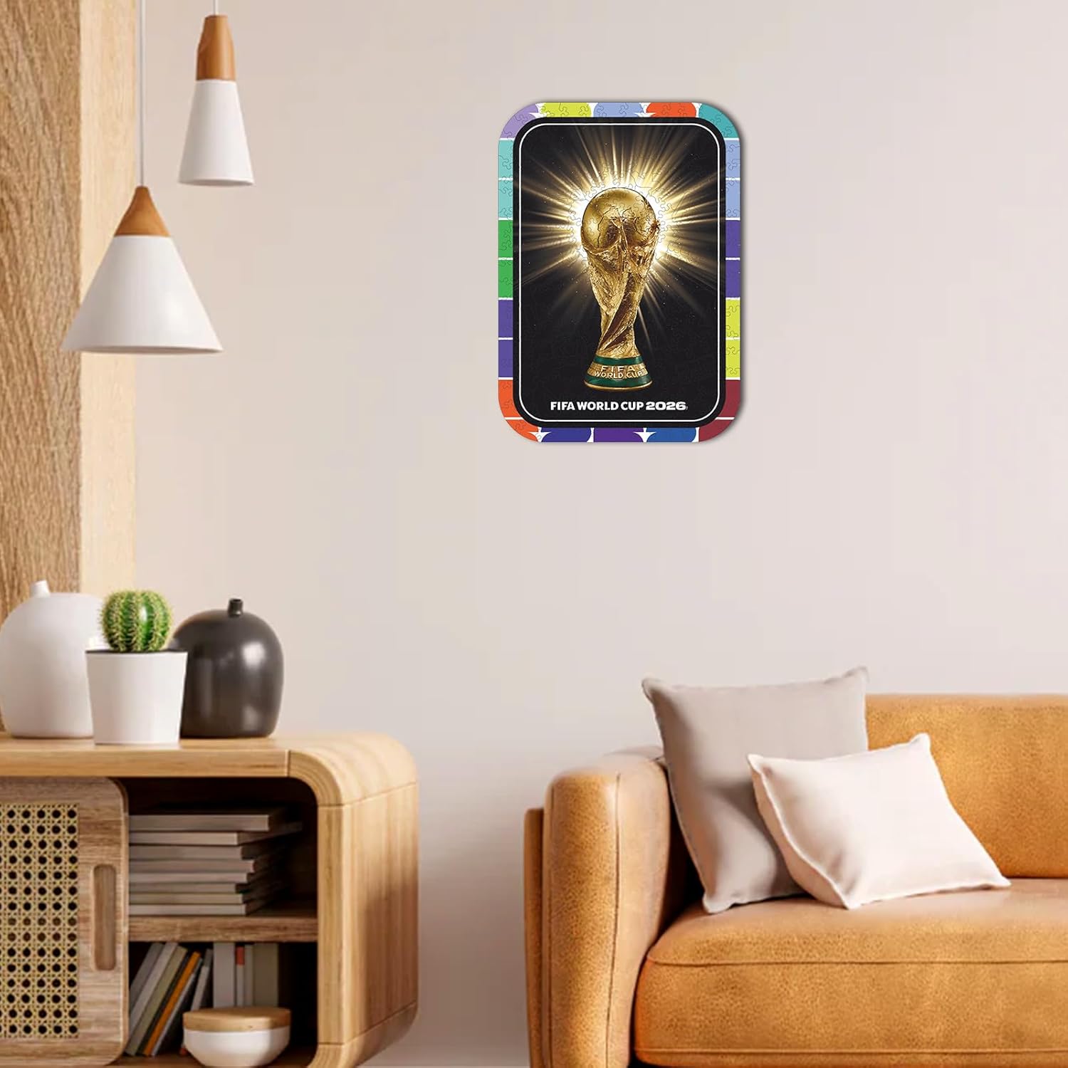 FIFA 2026 World Cup Trophy Wooden Puzzle 5MM Thick Officially Licensed Jigsaw Puzzle 200 Pieces Premium World Cup Memorabilia Collectible Wall Art Gift for Football Fans