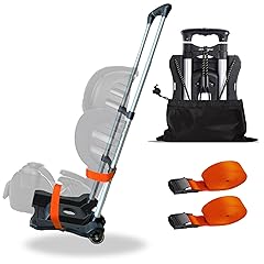 Car Seat Travel Cart with Wheels - Folding Dolly Roller for Airport, Airplane, and Luggage - Portable Carrier with Backpack Strap and Trolley Design (Orange)