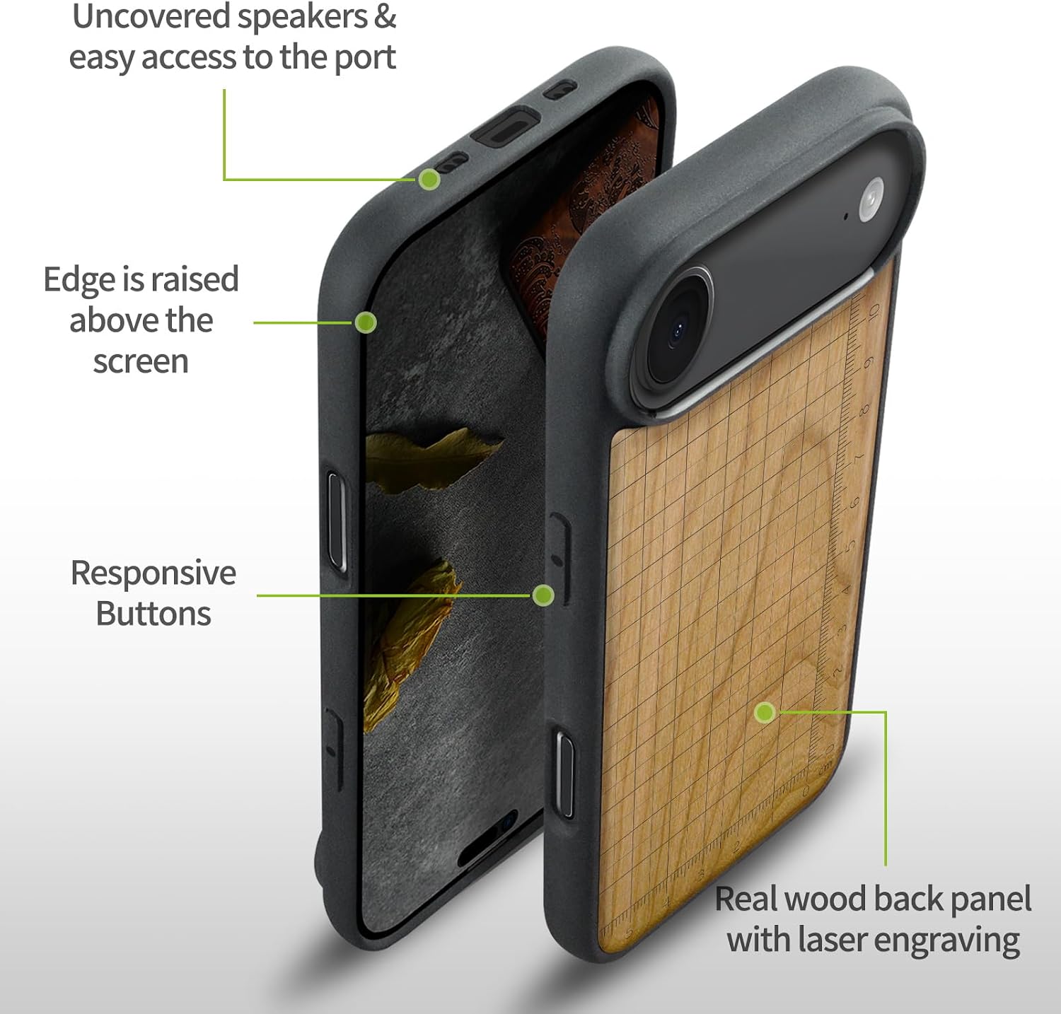 Carveit Magnetic Wooden Case for iPhone Air Case, Wood Artisan Engraved & Soft TPU Shockproof Cover, Compatible with MagSafe 17 Air Wireless Chargers (Measuring The Details) Cherry