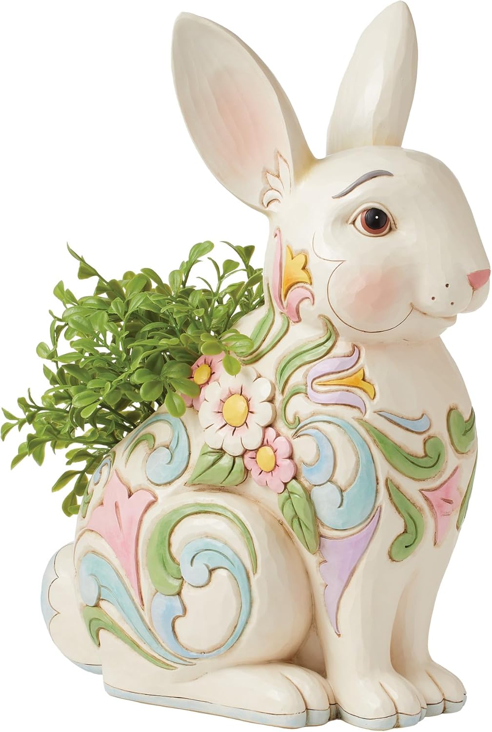 Floral Rabbit Planter in White by Enesco Gift