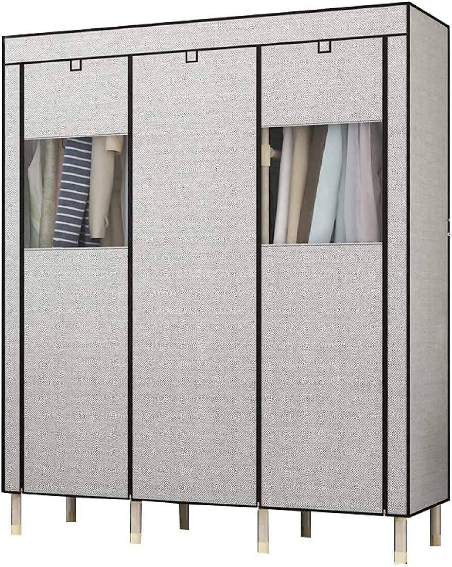 Portable Hanging Closet Wardrobe Cloth for Bedroom Large Capacity Portable Cabinet Closet Storage Organizer Shelf for Hallway Living Room Guest Room