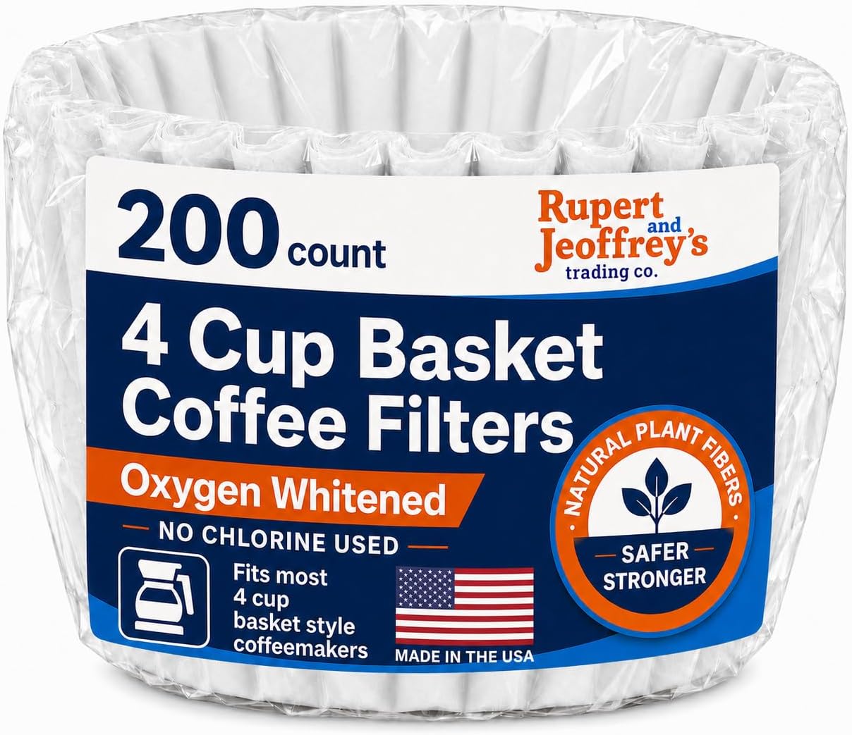 4 Cup Basket Coffee Filters (200, White)