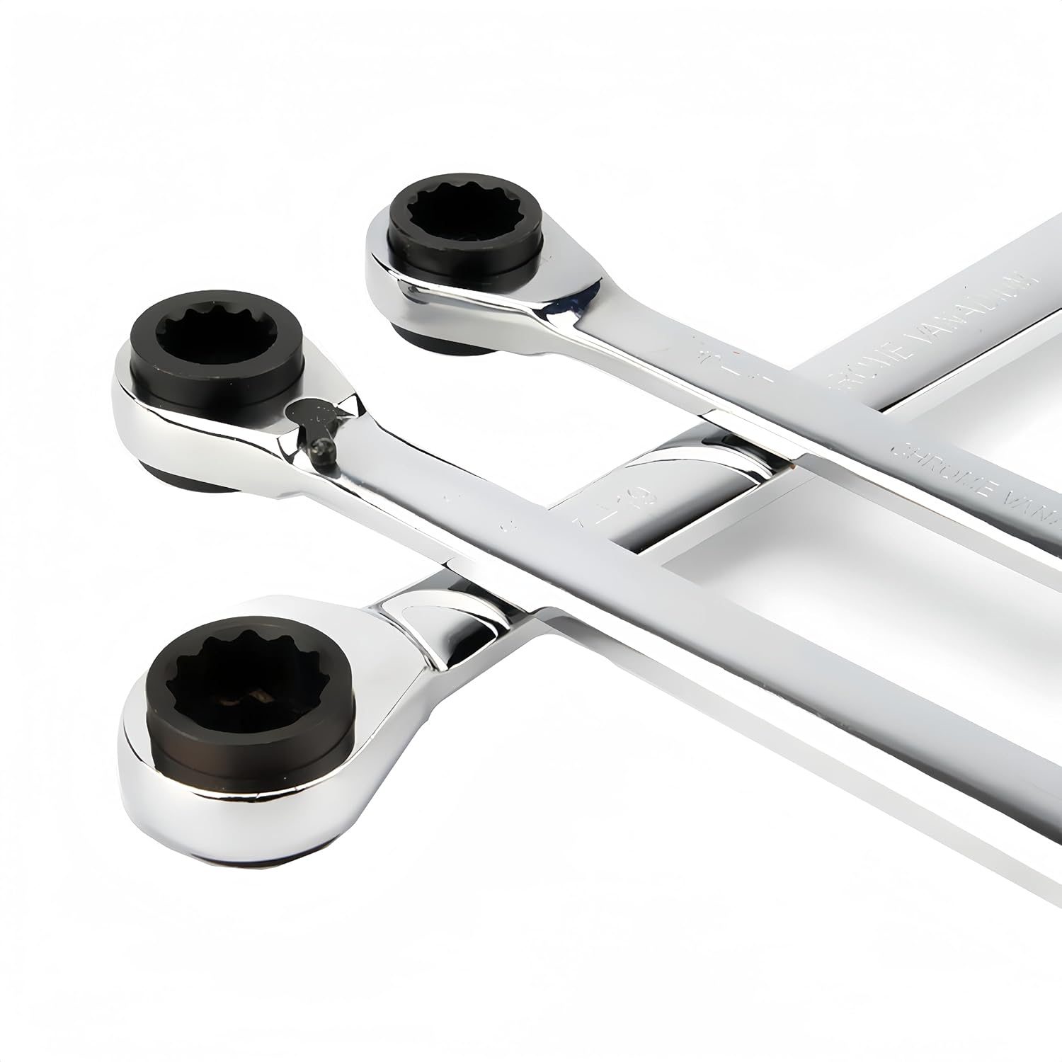 Unifizz Chrome Vanadium Steel 4 in 1 Double-headed Two-way Ratchet Spanner 4x5-6x8mm Double Box End Ratcheting Wrench Reversible Ring Ratchet Wrench, Silver 1pcs