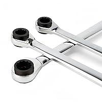 Vista 7 de Unifizz Llave de trinquete bidireccional de doble cabeza 4 en 1 de acero al cromo vanadio 12x13-0.551x0.591 in llave de trinquete de doble extremo